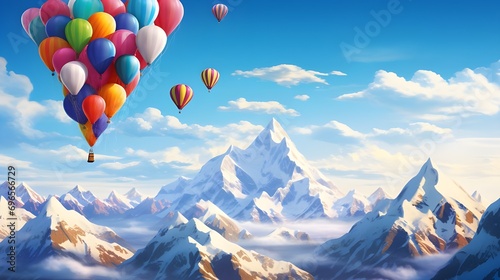 balloons in the mountains