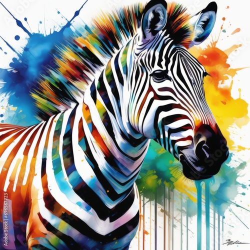 zebra  bright abstract illustration in Street Art style created with generative AI software