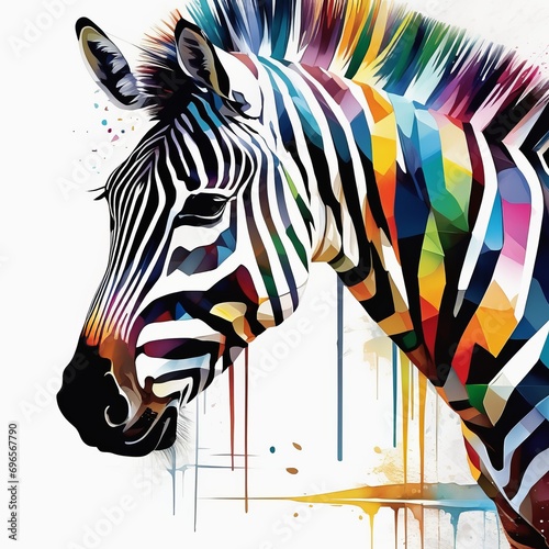 zebra  bright abstract illustration in Street Art style created with generative AI software