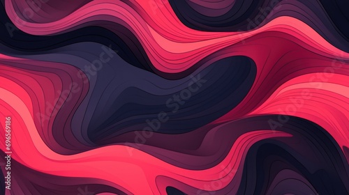  a pink and black abstract background with wavy lines in the shape of a wave, with a red center in the middle of the wave.