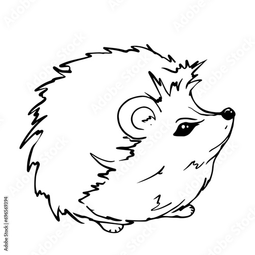Line sketch, doodles of a hedgehog. Vector graphics.