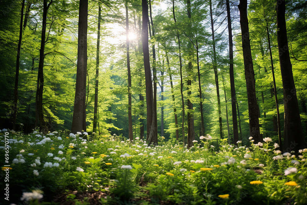 Fototapeta premium World nature, Forest world day, Earth day concept with forest treee nature and flower