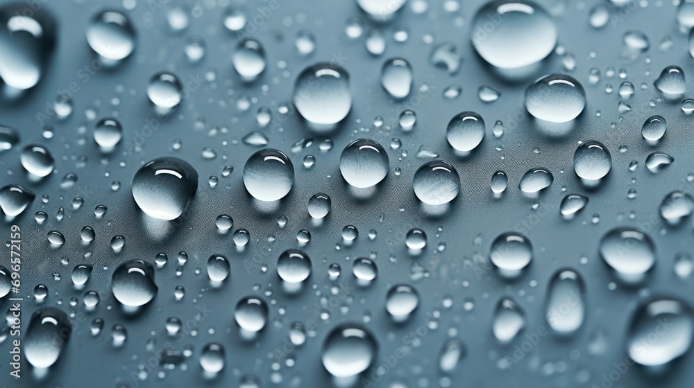  a close up of water droplets on a glass surface with a blue back ground and a dark blue back ground.