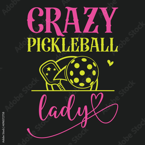 Crazy Pickleball Lady Funny Pickle Ball Sport Women Gift T-Shirt