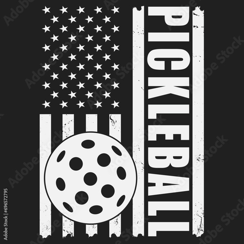 US Flag Pickleball Player Paddleball Lover T-Shirt