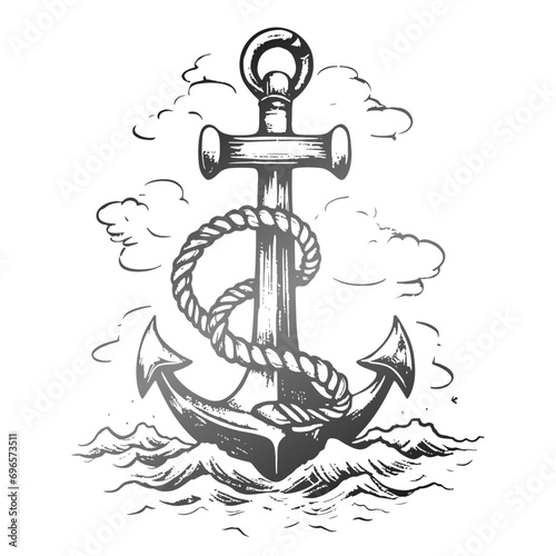 Anchor Illustration Clip Art Design Shape. Nautical Silhouette Icon Vector.