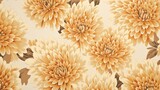  a close up of a wallpaper with a bunch of flowers in yellow and brown colors on a white background.
