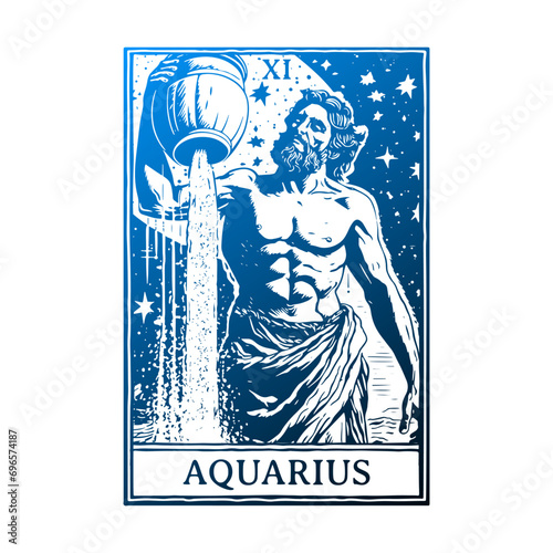 Aquarius Illustration Clip Art Design Shape. Tarot Card Silhouette Icon Vector.