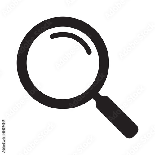 Magnifying glass icon, vector magnifier or loupe sign. Web search icon.