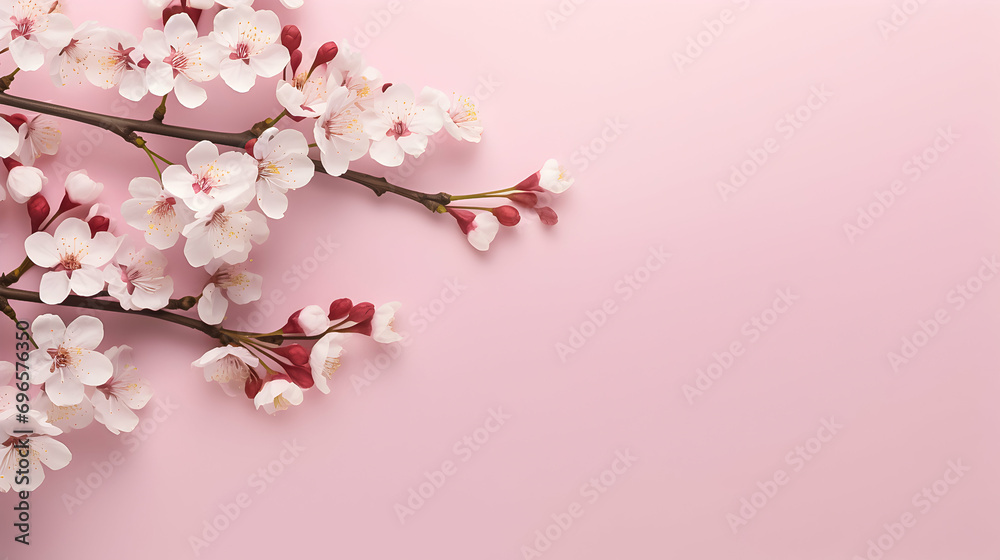Pink cherry blossom. Copy space. Mother's and woman's day banner.