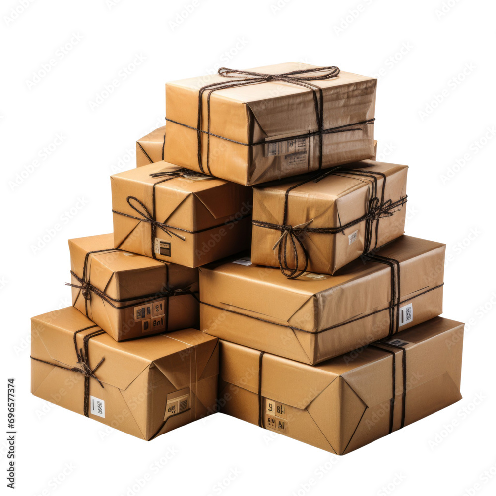 Stacked Boxes Tied with a Brown Ribbon