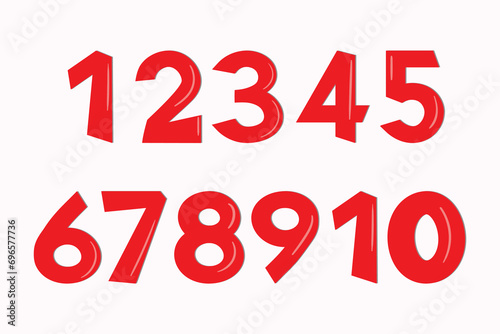 Set of colorful numbers. Vector illustration. Template elements for greeting card, web design. Mathematics educational children game