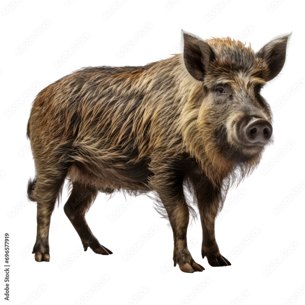 Wild Boar Standing in Front of White Background Wild Boar Standing in Front of White Background