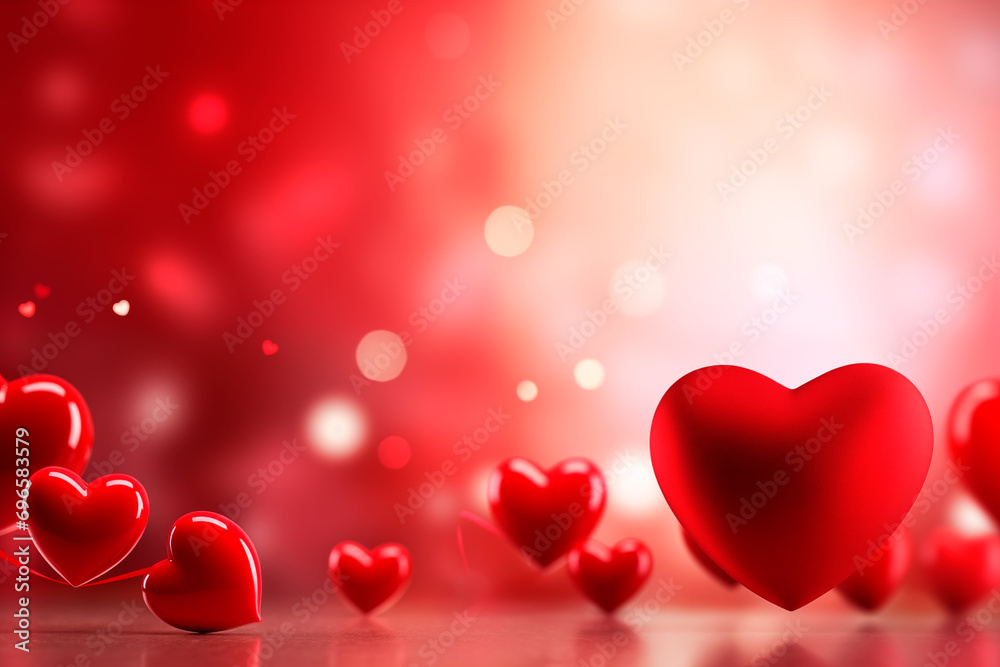 Valentine's day background, red 3d heart