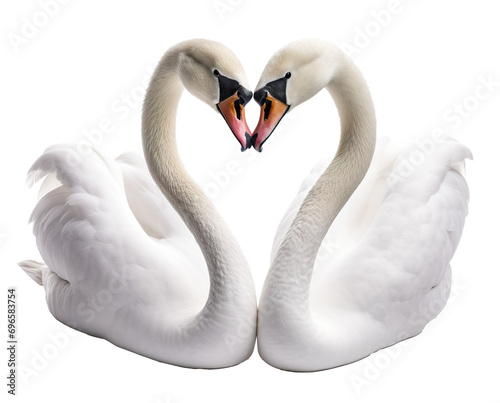 Two swans forming a heart shape with their necks
