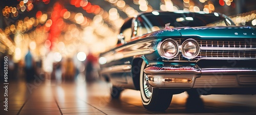 Vibrant car showroom scenes with blurred bokeh effect for automotive inspired backdrop photo