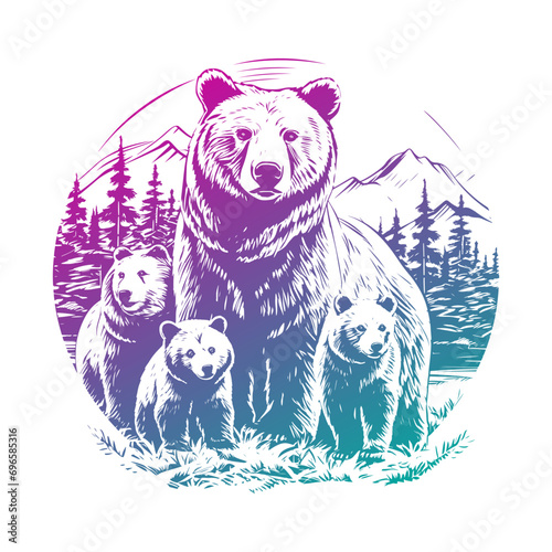 Bear Illustration Clip Art Design Shape. Animals Silhouette Icon Vector.