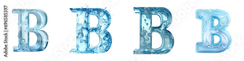 Ice style frozen lettering, alphabet, logotype, letter B isolated on a transparent background