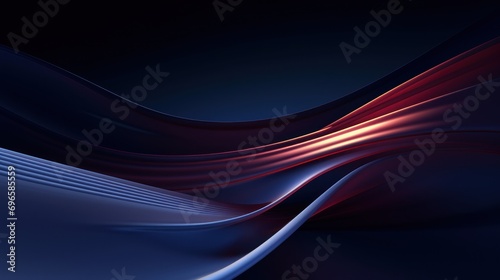  a close up of a blue and red wave on a black background with a red and white stripe on the bottom of the wave. © Anna