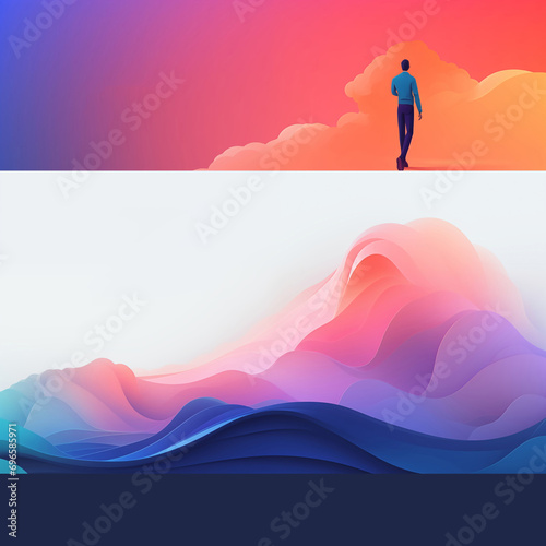 Web page mockup. silhouette of a person in the cloud. Abstract background. © dhimage