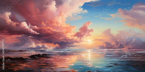 enchanting image captures the ephemeral and dreamlike quality of a serene sky painted with pastel hues. 