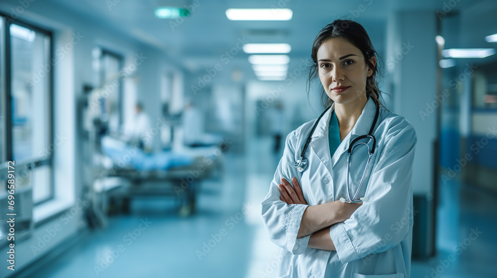 female doctor standing in hospital female doctor standing in hospital