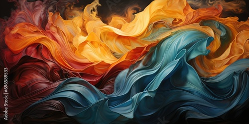 result is a captivating blend of colors swirling together in a harmonious dance, 