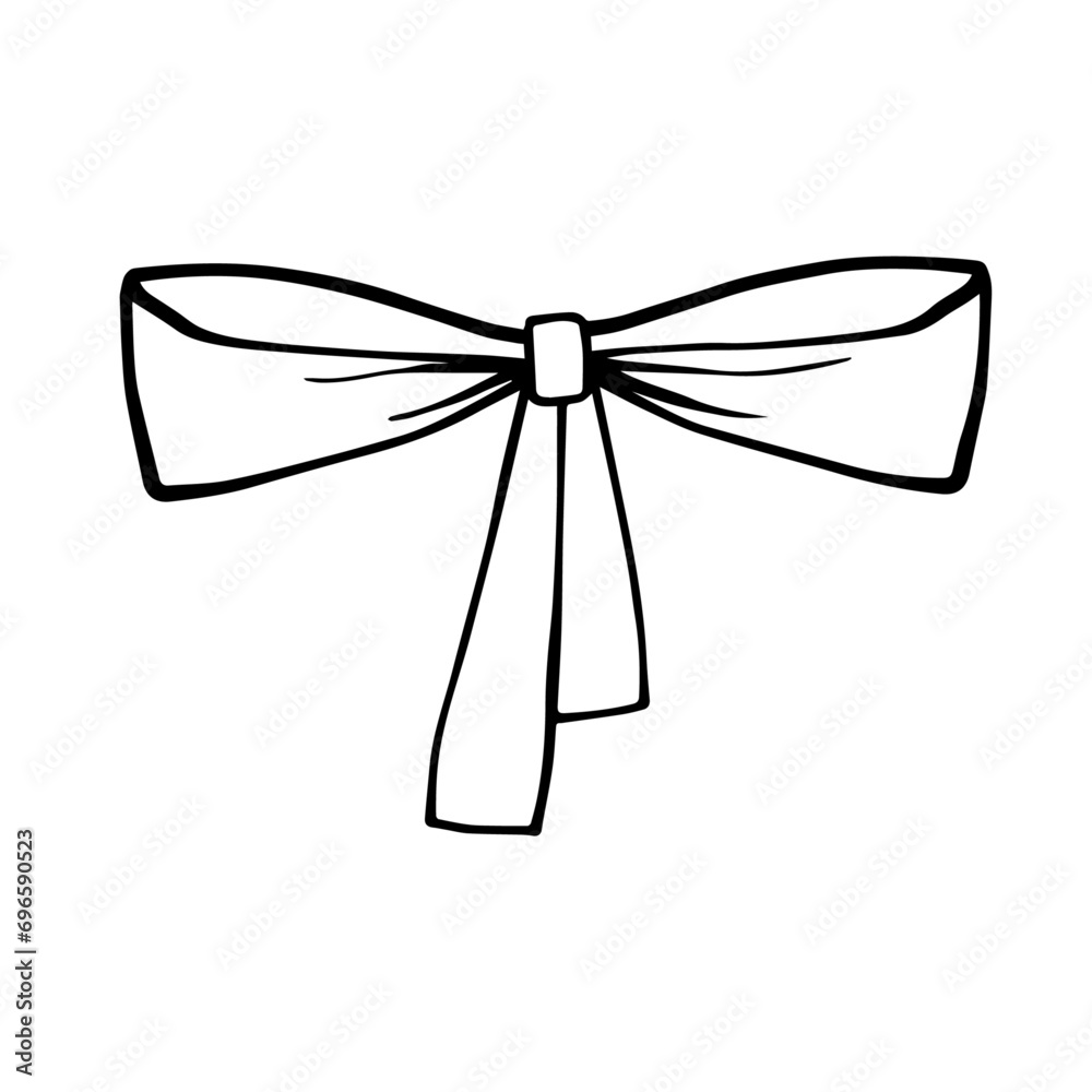 Linear sketch, doodle of a festive bow. Vector graphics. Linear sketch, doodle of a festive bow. Vector graphics.