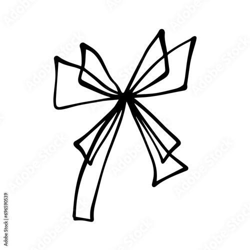 Sketch, doodles of a festive bow. Vector graphics.	