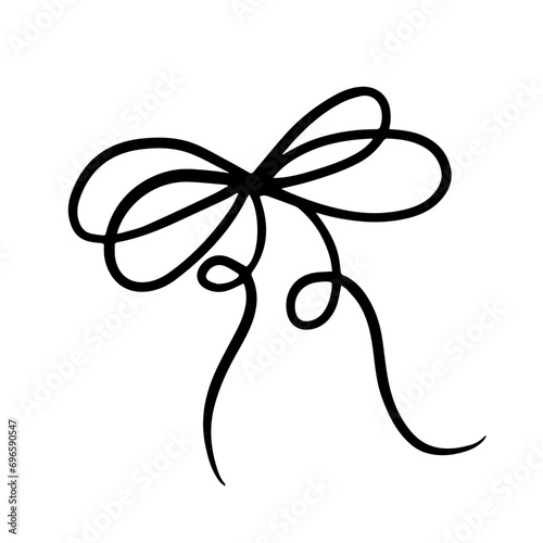 Sketch, doodles of a festive bow. Vector graphics.	