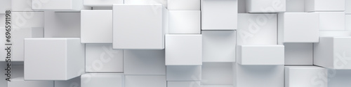 A creative wallpaper design displaying shifted white cube boxes in a random arrangement, offering a visually interesting backdrop with ample room for content placement.