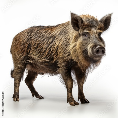 Wild Boar Standing in Front of White Background