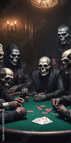 skeletons playing poker
