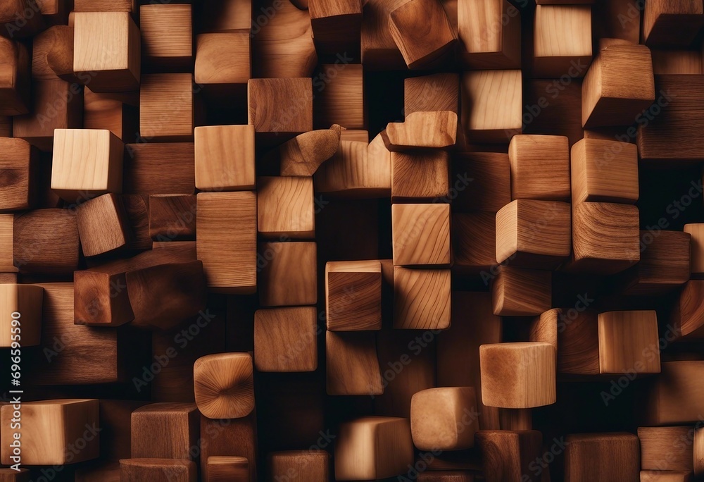 Brown wooden cubes texture background banner panorama Brown wooden cubes texture background banner panorama