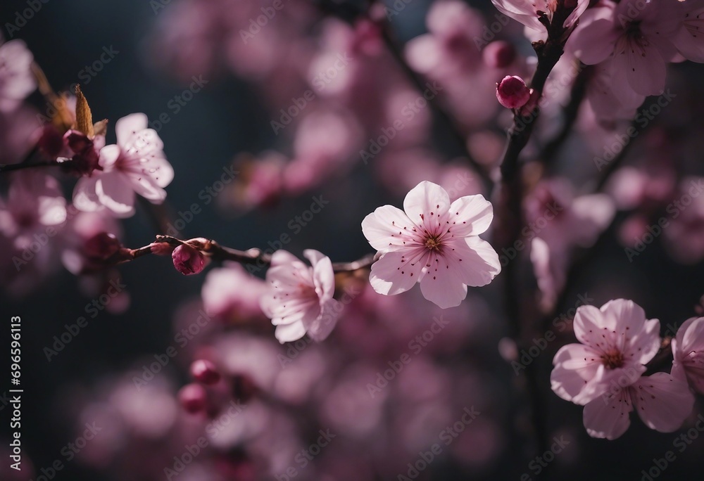 Spring flower background - Pink beautiful blooming cherry blossoms and bokeh
