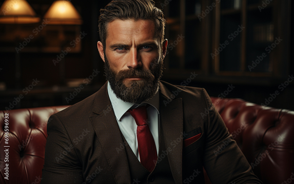 Create Stunning Image of Beard Male Business Man In an Office Wearing Tailored Suit Create Stunning Image of Beard Male Business Man In an Office Wearing Tailored Suit