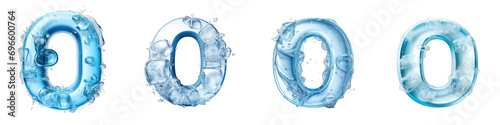 Ice style frozen lettering, alphabet, logotype, letter O isolated on a transparent background photo