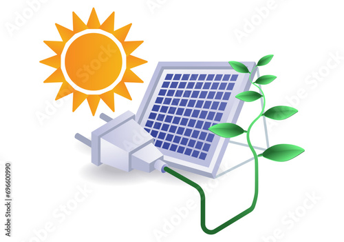 Eco green concept of electrical energy from solar panels