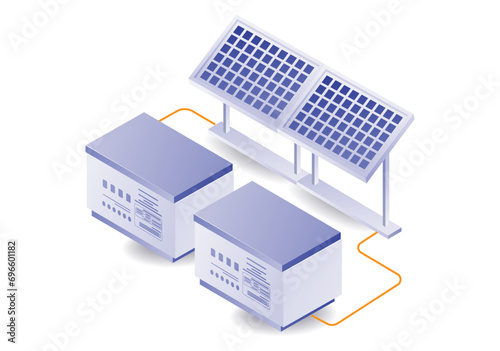 Concept illustration of solar panel energy storage battery