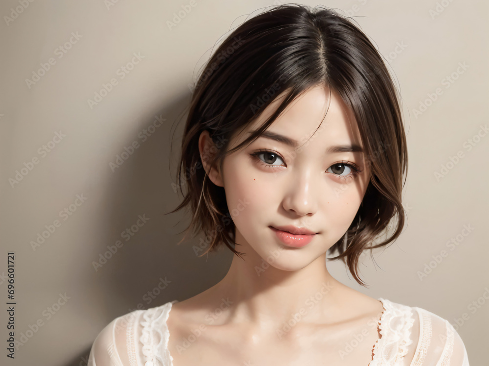 ショートボブの女性 ショートボブの女性