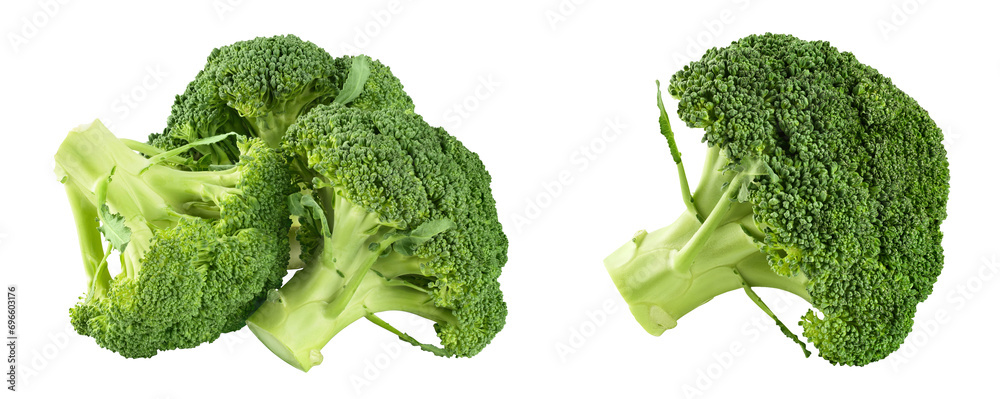 fresh broccoli isolated on white background close-up with full depth of field. fresh broccoli isolated on white background close-up with full depth of field.