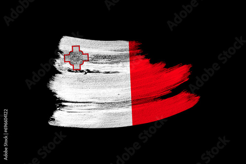 creative national grunge Malta flag, brushstroke on background, global business, international cooperation, basis for designer, rights and freedoms of citizens