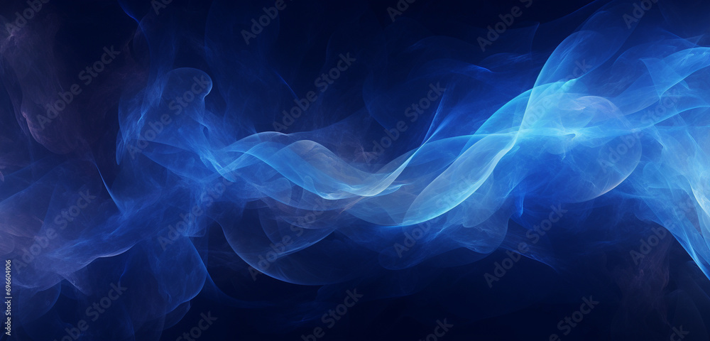 A visually immersive dark blue abstract background enriched by the luminous allure of radiant glow particles, evoking an ethereal and enchanting visual ambiance.