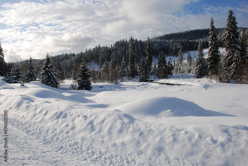 Winter landscape near Comandau village, Romania