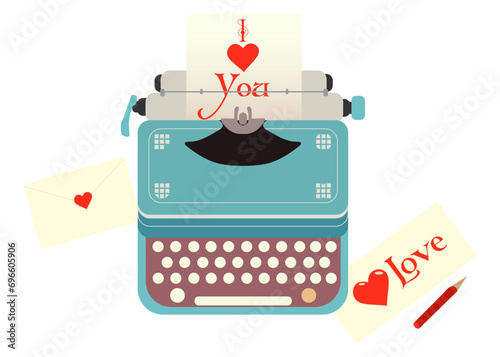 Retro typewriter with text ...
