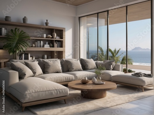 Coastal home interior design of modern living room © Dhiandra