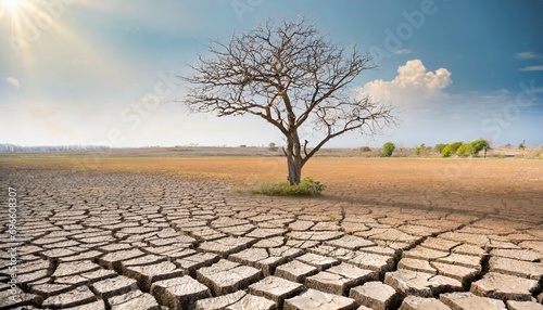  Terre craquelée par la sécheresse. Concept de réchauffement climatique photo