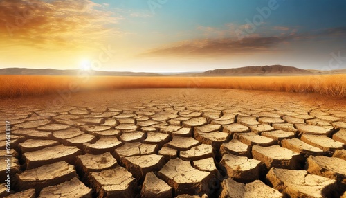  Terre craquelée par la sécheresse. Concept de réchauffement climatique photo