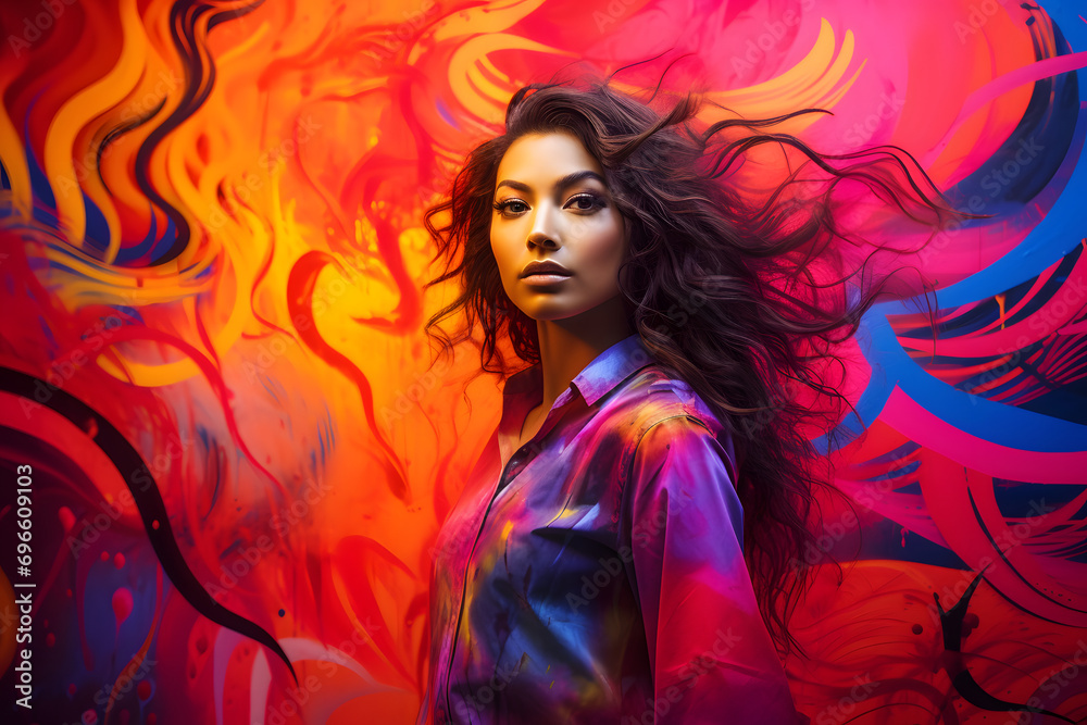 Obraz premium Fantasievolles Portrait: Schöne Frau mit kreativem Bodypainting