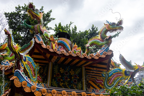 The exterior of the Taoism temple in Taipei, Taiwan. photo